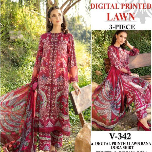 Maria B Lawn Dresses 3piece Suit Bana Dora Fabrics Unstitch Cloth Designs No 11