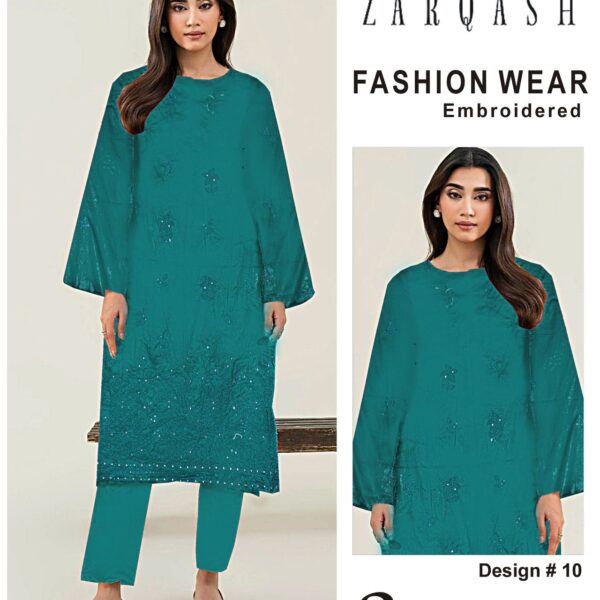 376-Vol ZARQASH LUXURY COLLECTION LAWN EMB 2-piece Suit Women Collection Design NO 10