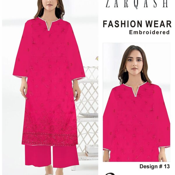 376-Vol ZARQASH LUXURY COLLECTION LAWN EMB 2-piece Suit Women Collection Design NO 13