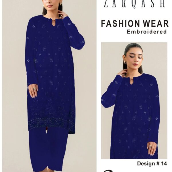 376-Vol ZARQASH LUXURY COLLECTION LAWN EMB 2-piece Suit Women Collection Design NO 14