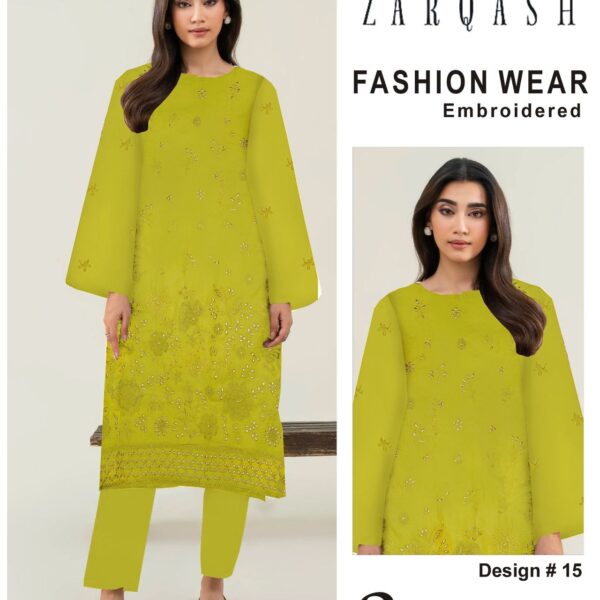 376-Vol ZARQASH LUXURY COLLECTION LAWN EMB 2-piece Suit Women Collection Design NO 15