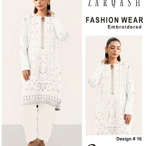376-Vol ZARQASH LUXURY COLLECTION LAWN EMB 2-piece Suit Women Collection Design NO 16
