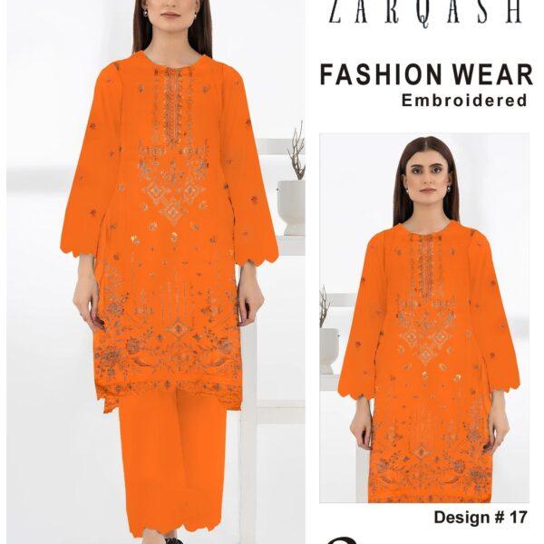 376-Vol ZARQASH LUXURY COLLECTION LAWN EMB 2-piece Suit Women Collection Design NO 17