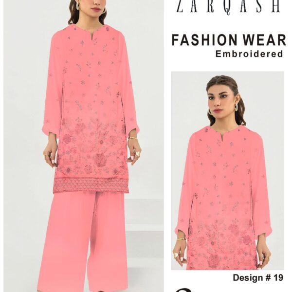 376-Vol ZARQASH LUXURY COLLECTION LAWN EMB 2-piece Suit Women Collection Design NO 19