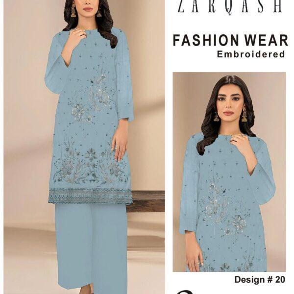 376-Vol ZARQASH LUXURY COLLECTION LAWN EMB 2-piece Suit Women Collection Design NO 20
