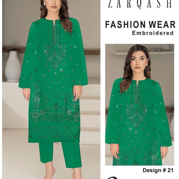 376-Vol ZARQASH LUXURY COLLECTION LAWN EMB 2-piece Suit Women Collection Design NO 21