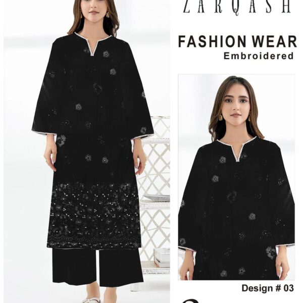 376-Vol ZARQASH LUXURY COLLECTION LAWN EMB 2-piece Suit Women Collection Design NO 3