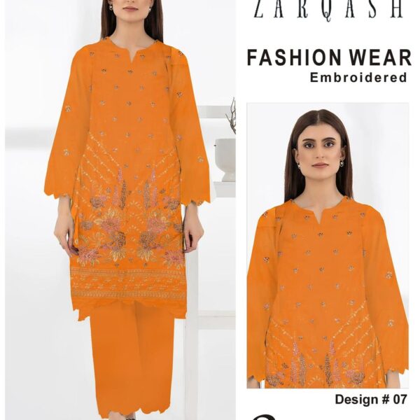 376-Vol ZARQASH LUXURY COLLECTION LAWN EMB 2-piece Suit Women Collection Design NO 7