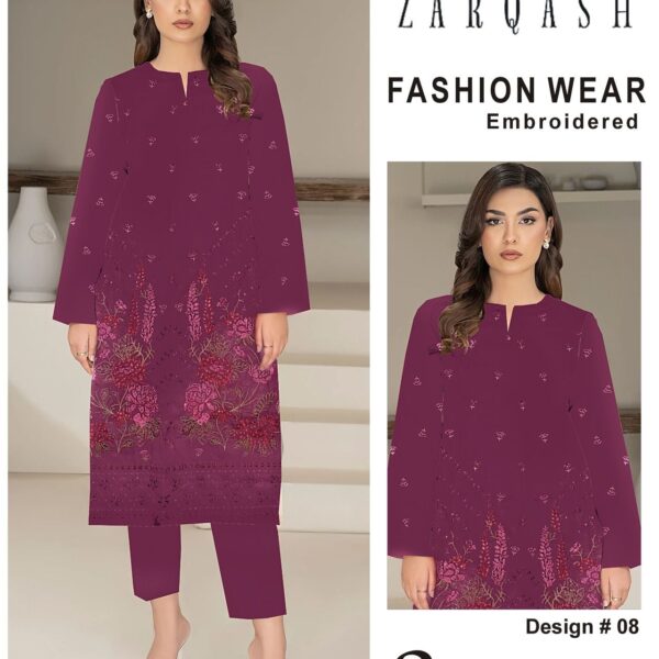 376-Vol ZARQASH LUXURY COLLECTION LAWN EMB 2-piece Suit Women Collection Design NO 8