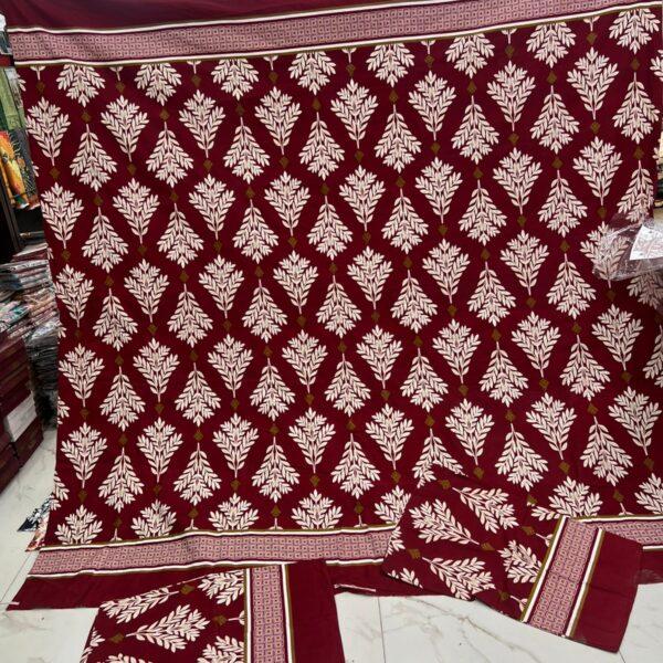 Safa Marwa Crystal Cotton Export Quality King Size Double Bedsheet Design No. 22