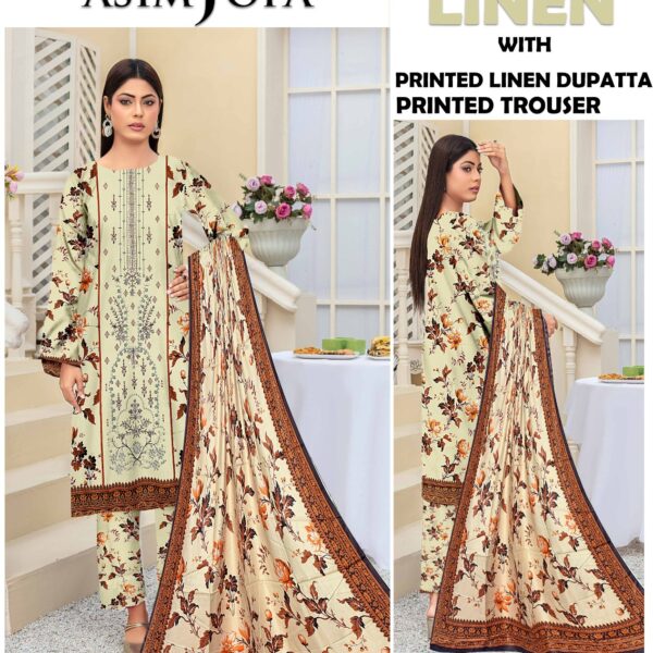GUL AHMAD MARIA.B CHARIZMA ASIM JOFA BRANDED LINEN EMBROIDERED 3PC SUIT WOMEN COLLECTION DESIGN NO 1