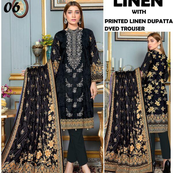 GUL AHMAD MARIA.B CHARIZMA ASIM JOFA BRANDED LINEN EMBROIDERED 3PC SUIT WOMEN COLLECTION DESIGN NO 9