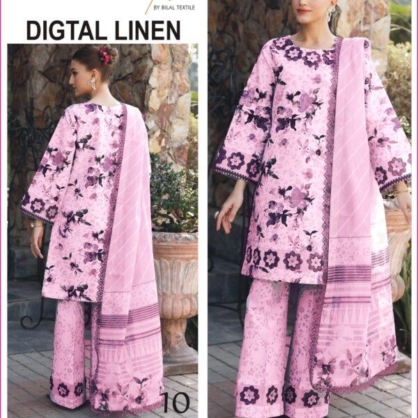 401 Vol ALIZEH DIGTAL PRINTED LINEN 3PC SUIT LINEN FABRIC WOMEN COLLECTION DESIGN NO 10