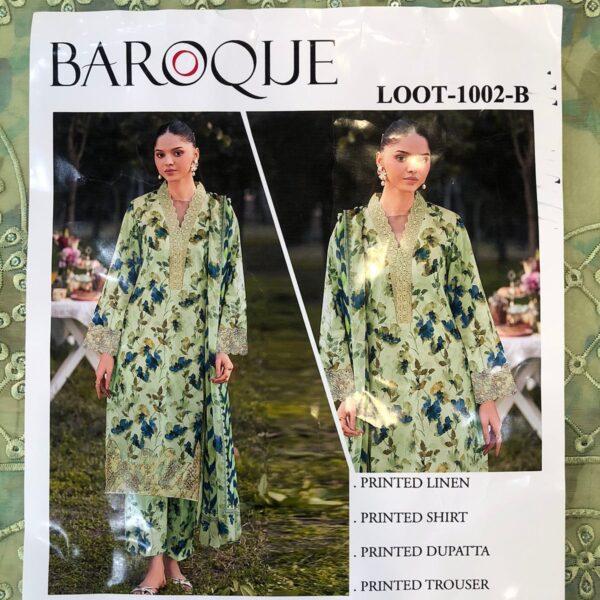 ZAINAB CHOTTANI, BAROQUE, IZNIK, JAZMIN, LIMELIGHT DIGITAL PRINTED LINEN 3PC SUIT WOMEN COLLECTION DESIGN NO 10