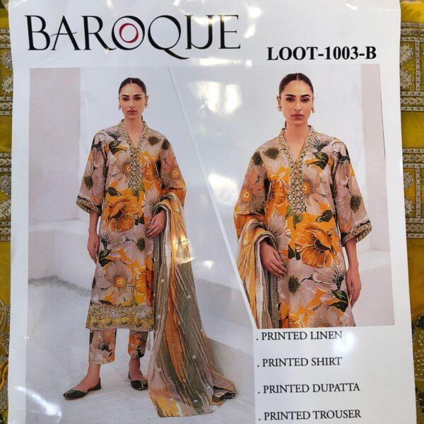 ZAINAB CHOTTANI, BAROQUE, IZNIK, JAZMIN, LIMELIGHT DIGITAL PRINTED LINEN 3PC SUIT WOMEN COLLECTION DESIGN NO 12