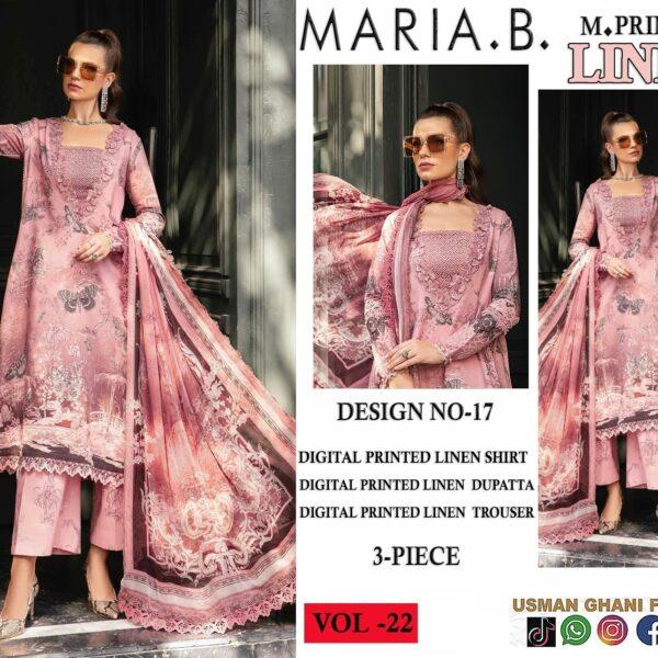 22- VOL MARIA.B. PRINTED LINEN 3PC SUIT LINEN FABRIC WOMEN COLLECTION DESIGN NO 6