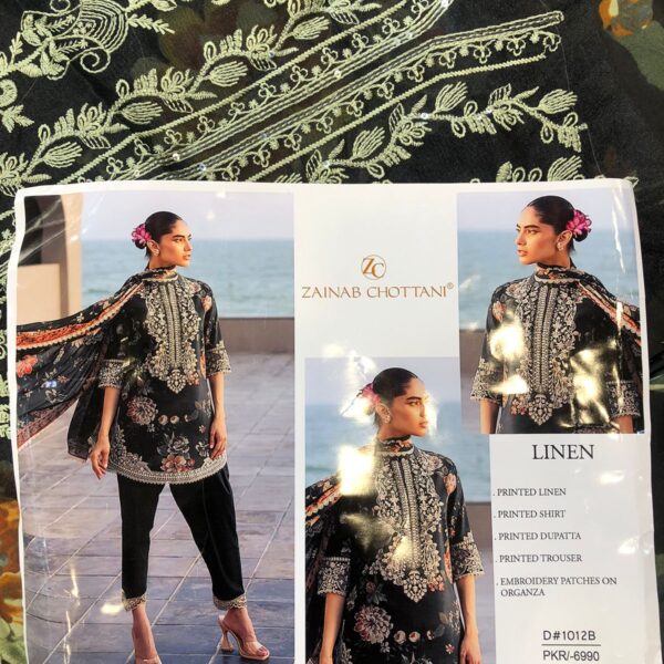 ZAINAB CHOTTANI, BAROQUE, IZNIK, JAZMIN, LIMELIGHT DIGITAL PRINTED LINEN 3PC SUIT WOMEN COLLECTION DESIGN NO 1