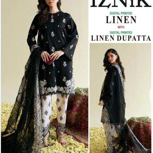 VOL 403 IZNIK LINEN 3PC 2025-26 Digital Printed 3PC Linen Suit Women Collection Design No 1