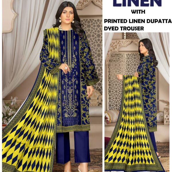 GUL AHMAD MARIA.B CHARIZMA ASIM JOFA BRANDED LINEN EMBROIDERED 3PC SUIT WOMEN COLLECTION DESIGN NO 2