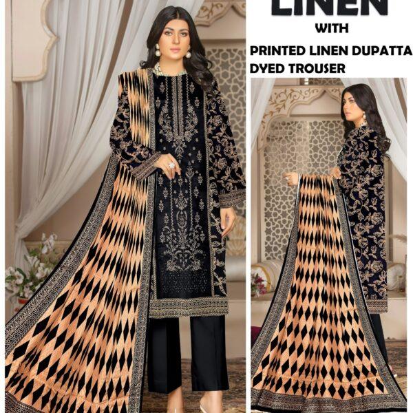 GUL AHMAD MARIA.B CHARIZMA ASIM JOFA BRANDED LINEN EMBROIDERED 3PC SUIT WOMEN COLLECTION DESIGN NO 3