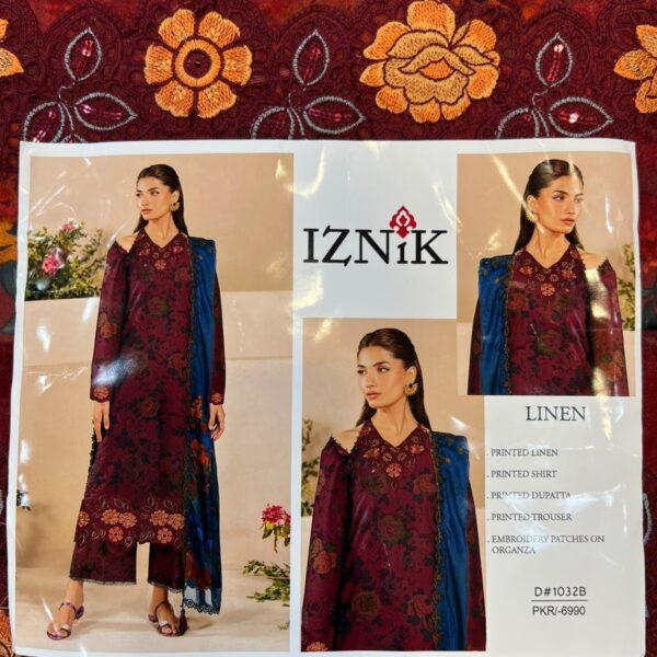 IZNIK DIGITAL PRINTED LINEN 3 PIECE SUIT WOMEN COLLECTION DESIGN NO 4