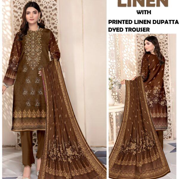 GUL AHMAD MARIA.B CHARIZMA ASIM JOFA BRANDED LINEN EMBROIDERED 3PC SUIT WOMEN COLLECTION DESIGN NO 7