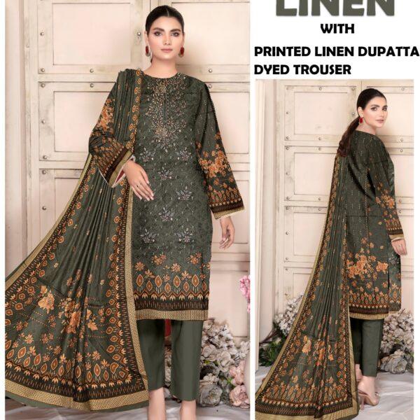 GUL AHMAD MARIA.B CHARIZMA ASIM JOFA BRANDED LINEN EMBROIDERED 3PC SUIT WOMEN COLLECTION DESIGN NO 11