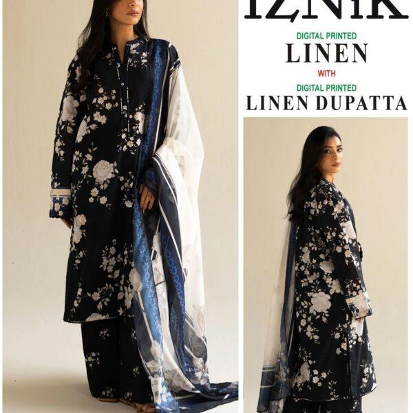 VOL 403 IZNIK LINEN 3PC 2025-26 Digital Printed 3PC Linen Suit Women Collection Design No 9
