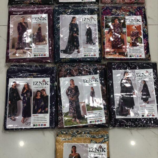 VOL 53 IZNIK DIGITAL PRINTED KHADDAR 3 PIECE DRESSES WOMEN COLLECTION