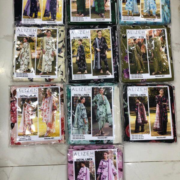 ALIZEH DIGTAL PRINTED LINEN 3PC SUIT WOMEN COLLECTION