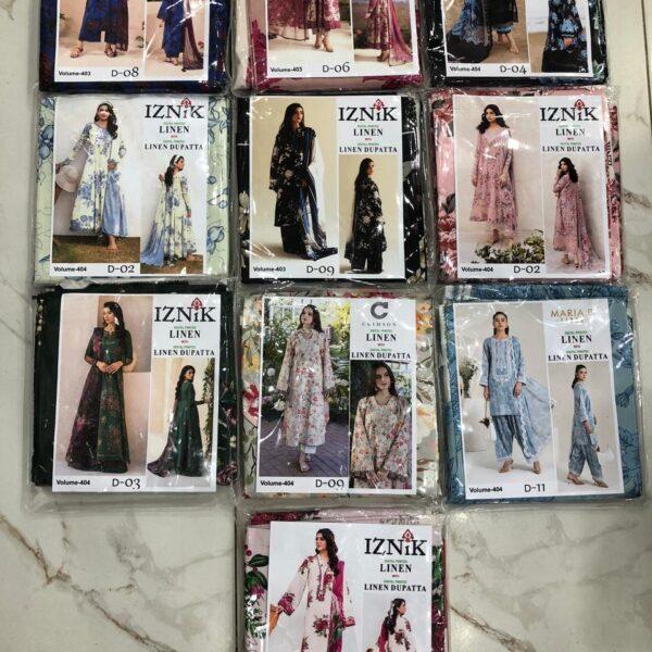VOL 404 Iznik Baroque Nureh Maria. B Premium Digital Printed Linen 3 Piece Suit Women Collection