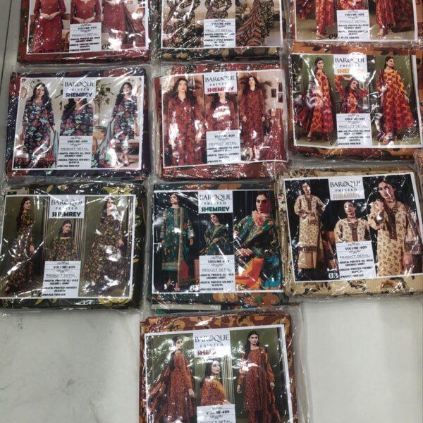 VOLUME-409 BAROQUE PRINTED SHEMREY 3 PIECE SUIT WOMEN COLLECTION