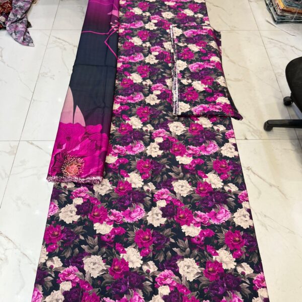 Safa Marwa Original Brand Winter Collection Viscouse Bana Dora 3 Piece Unstich Women Collection Design No 1