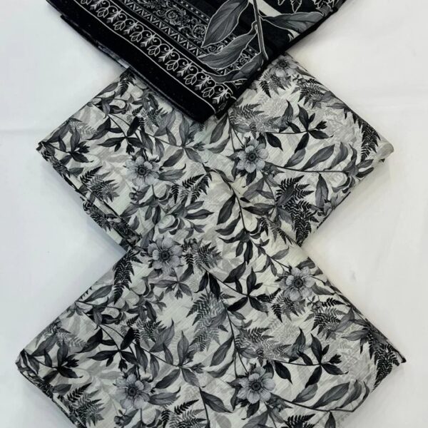 Supreme Winter Linen Digital Printed Bana Dora Linen 3PC Suit Women Collection Design No 1