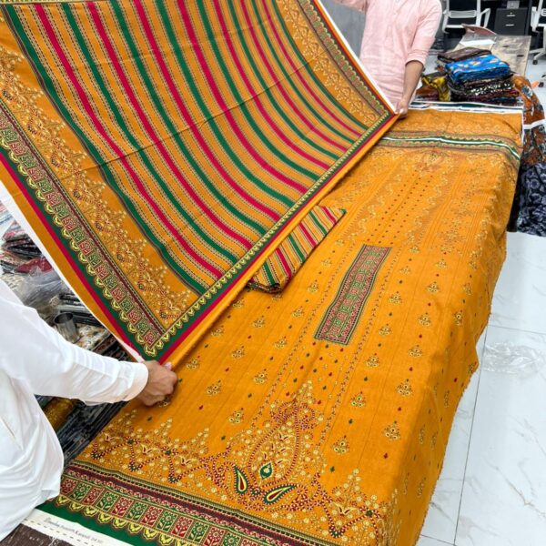 Dua Classic Karandi Winter Collection Printed Karandi Fabrics 3 Piece Suit Women Collection Design No 10