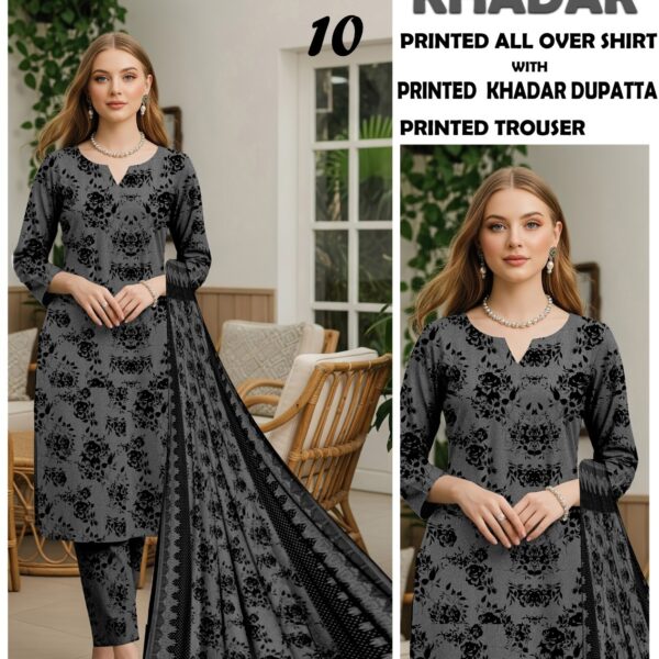 VOL 411 BAROQUE PRINTED KHADDAR 3 PIECE SUIT WOMEN COLLECTION DESIGN NO 10