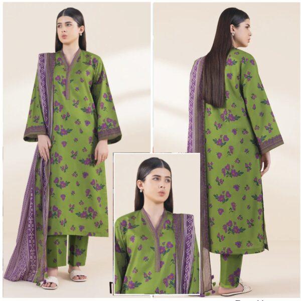 Vol-59 BAROQUE DIGITAL PRINTED KHADDAR 3PC SUIT KHADDAR FABRIC WOMEN COLLECTION DESIGN NO 11
