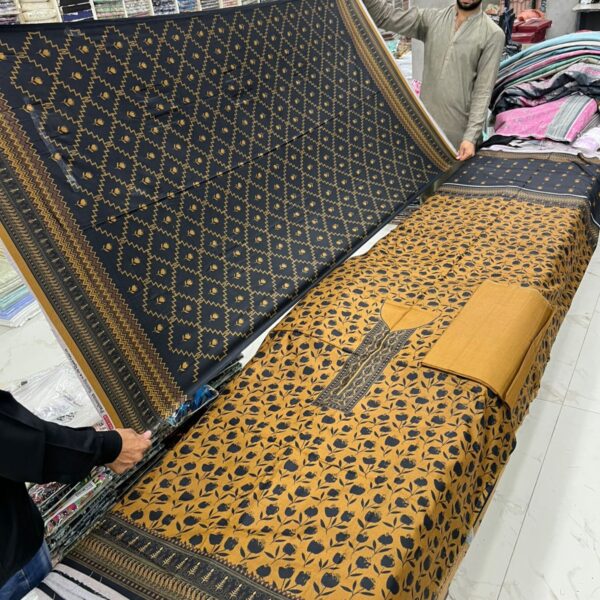 Safa Marwa Original Dhanak 3piece Suit Women Collection Design No 17