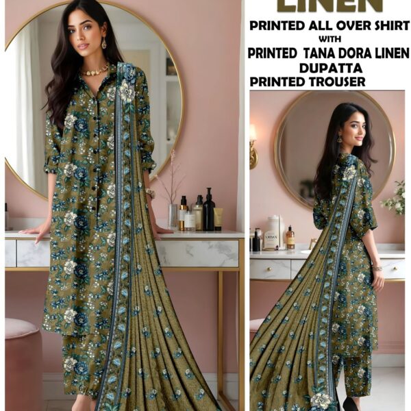 BAROQUE PRINTED TANA DORA LINEN 3 PIECE DRESSES WOMEN COLLECTION DESIGN NO1