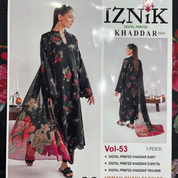 IZNIK BRAND DIGITAL PRINTED KHADDAR 3 PIECE DRESSES WOMEN COLLECTION DESIGN NO 2