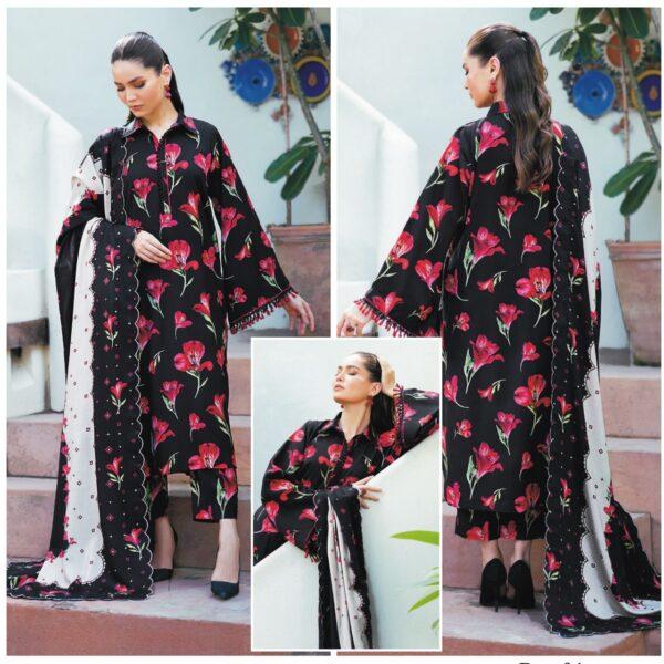 Vol-59 BAROQUE DIGITAL PRINTED KHADDAR 3PC SUIT KHADDAR FABRIC WOMEN COLLECTION DESIGN NO 1