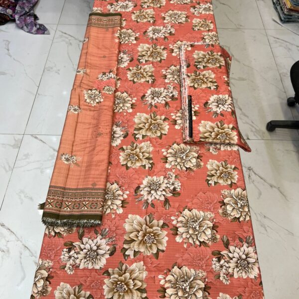 Safa Marwa Original Brand Winter Collection Viscouse Bana Dora 3 Piece Unstich Women Collection Design No 2