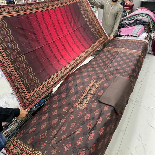 Safa Marwa Original Dhanak 3piece Suit Women Collection Design No 21