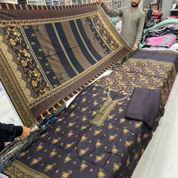 Safa Marwa Original Dhanak 3piece Suit Women Collection Design No 23