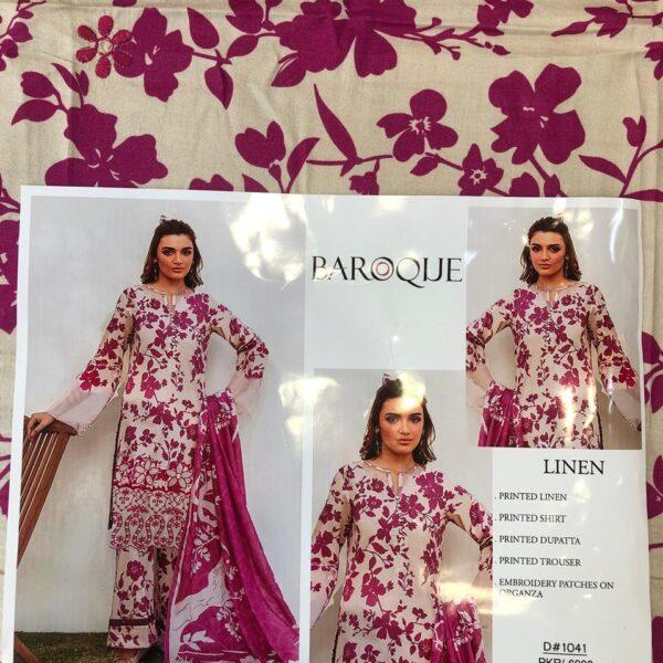 CRIMSON BAROQUE ZAINAB CHOTTANI AFROZEH DIGITAL PRINTED LINEN 3PC SUIT DESIGN NO 2