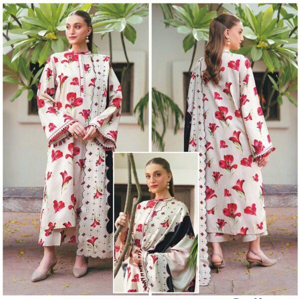 Vol-59 BAROQUE DIGITAL PRINTED KHADDAR 3PC SUIT KHADDAR FABRIC WOMEN COLLECTION DESIGN NO 2