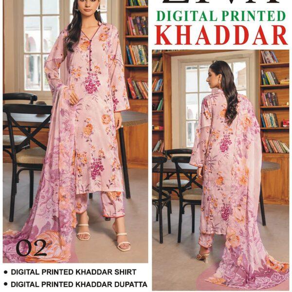 Vol-50 Ziva Khaddar Digital Printed 3 Piece Suit  Women Collection Design No 2