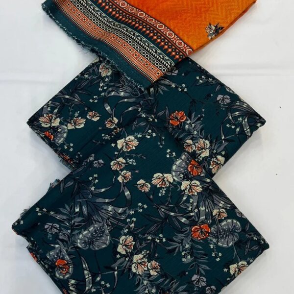 Supreme Winter Linen Digital Printed Bana Dora Linen 3PC Suit Women Collection Design No 3