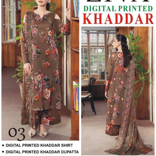 Vol-50 Ziva Khaddar Digital Printed 3 Piece Suit  Women Collection Design No 3