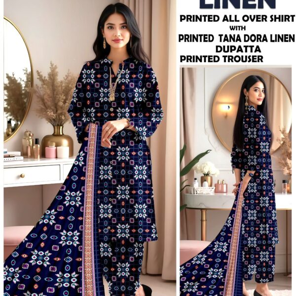 BAROQUE PRINTED TANA DORA LINEN 3 PIECE DRESSES WOMEN COLLECTION DESIGN NO 4